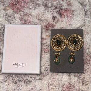 Pakistani designer earrings
Maria B Gold and Green Embellished Earrings